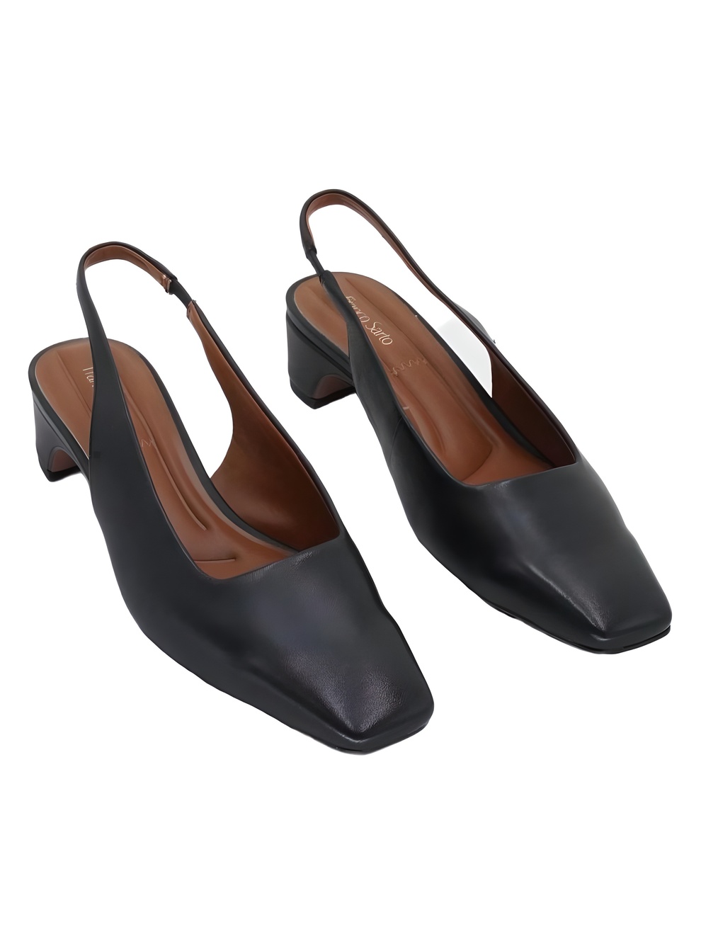 Franco Sarto Lyanna Square Toe Slingback Block Heel Pumps Black Size 7.5M